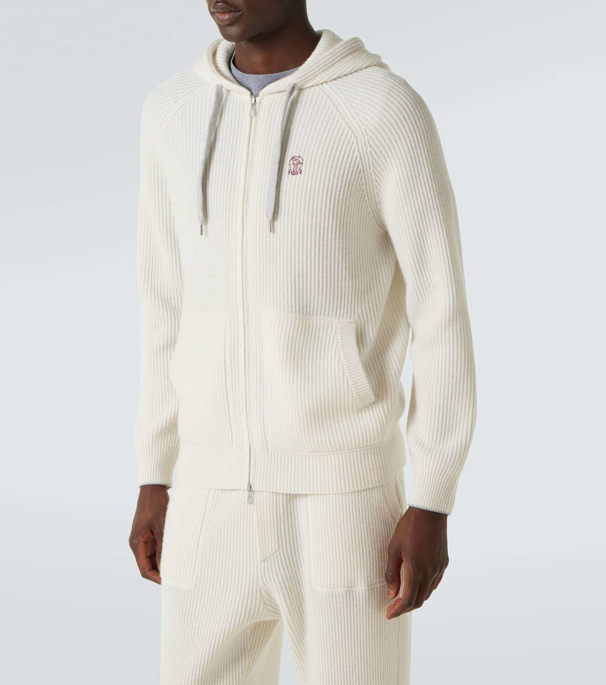 Brunello Cucinelli Ribbed-knit cashmere zip-up hoodie