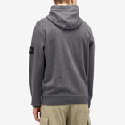 Stone Island Men's Cotton Fleece Garment Dyed Hoodie in Melange Dark Grey