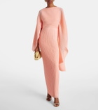 Solace London Adami plissé caped maxi dress