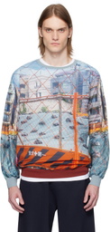 Bless Blue Holiday Fence Long Sweatshirt
