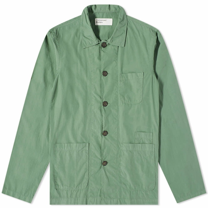 Photo: Universal Works Men's Fine Poplin Bakers Overshirt in Green