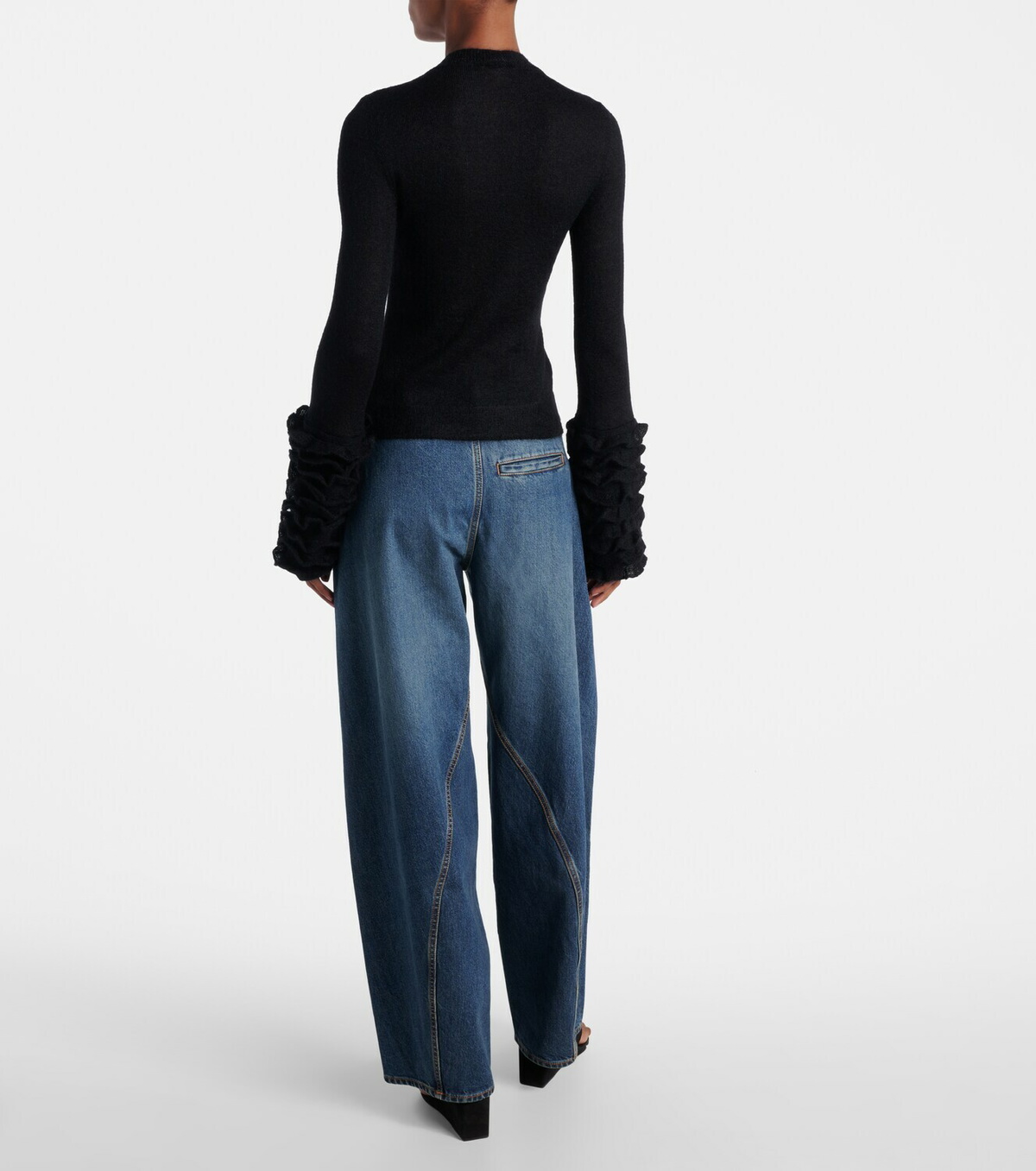 Alaïa Ruffled sheer mohair-blend top