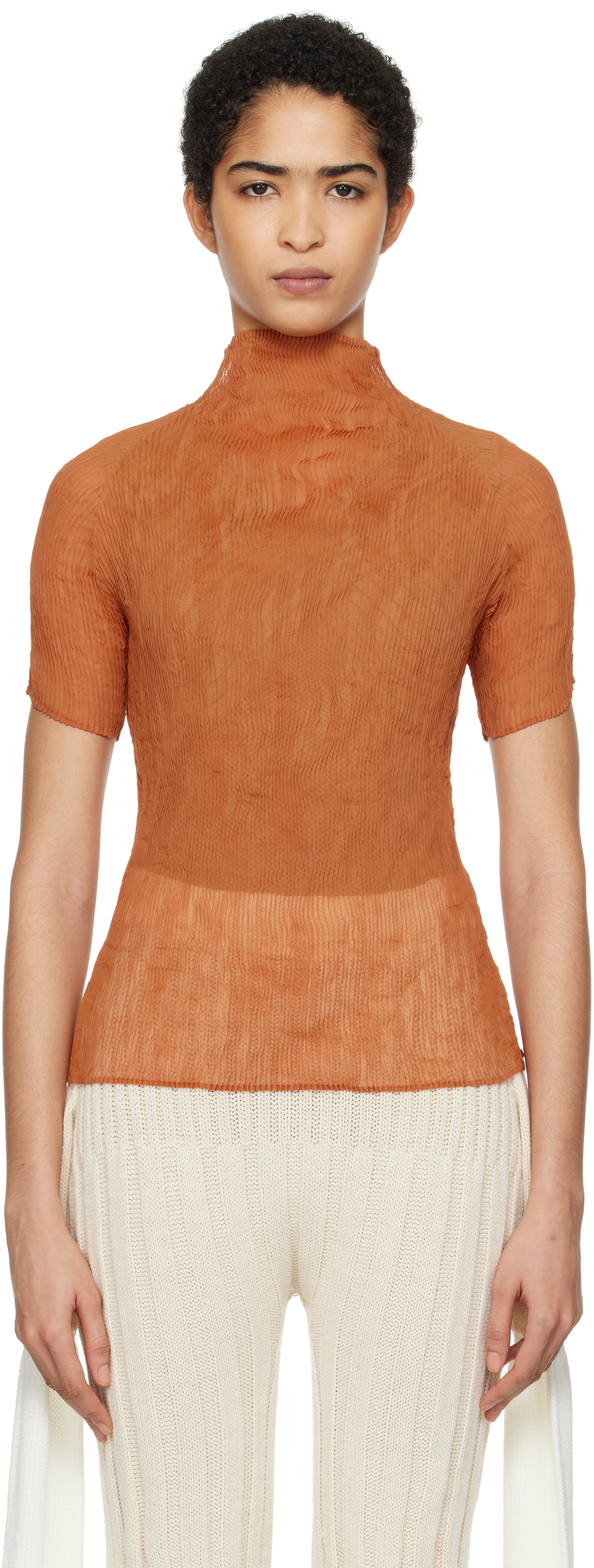 ISSEY MIYAKE Orange Chiffon Twist 3 T-shirt