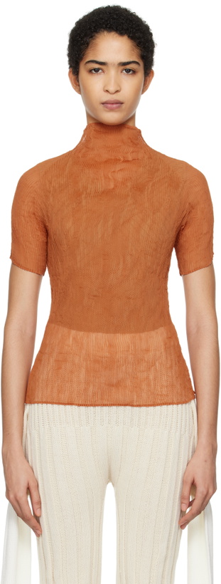 Photo: ISSEY MIYAKE Orange Chiffon Twist 3 T-shirt