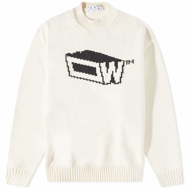 Photo: Off-White Men's Graffiti Zine Chunky Crew Neck Knit in White