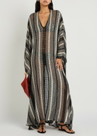 Missoni Striped Open-knit Kaftan Cover-up White And Black