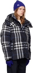 Burberry Navy Check Down Jacket