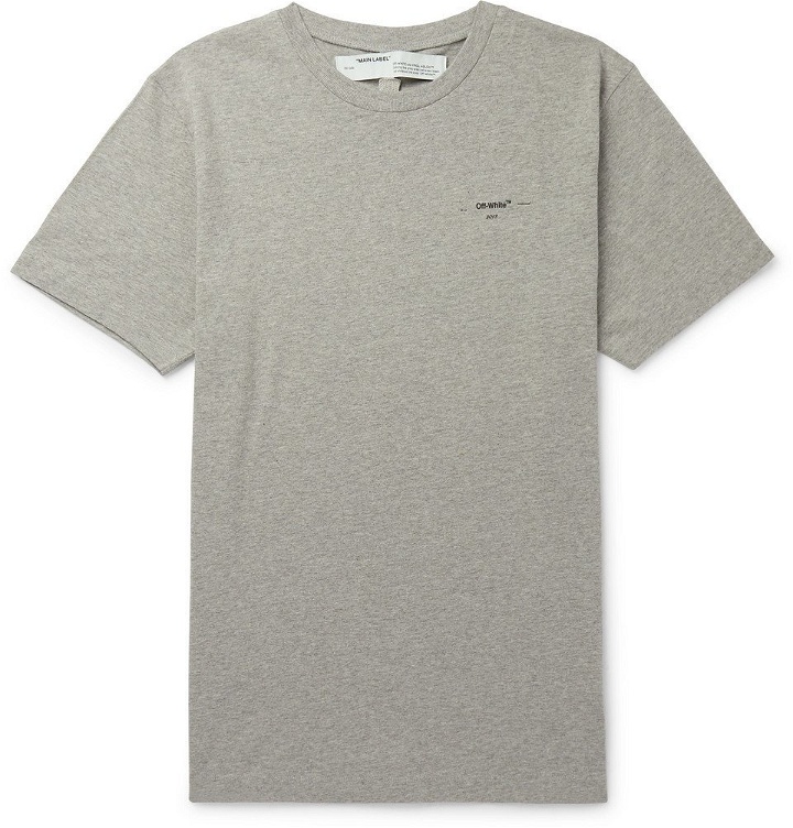 Photo: Off-White - Logo-Print Mélange Cotton-Jersey T-Shirt - Gray