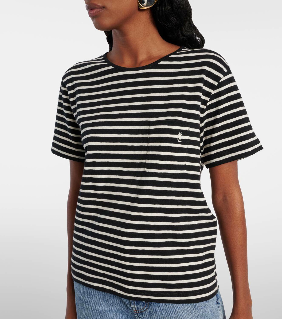 Saint Laurent Cassandre striped cotton jersey T-shirt Saint