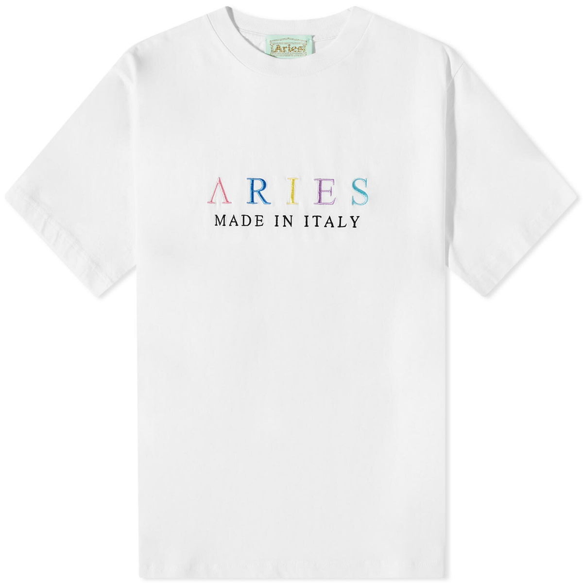 Aries United Colours of Embroidered T-Shirt in White ARIES