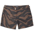TOM FORD - Slim-Fit Short-Length Zebra-Print Swim Shorts - Brown