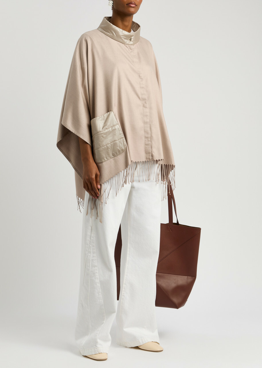 Herno Silk and Shell Poncho Cream