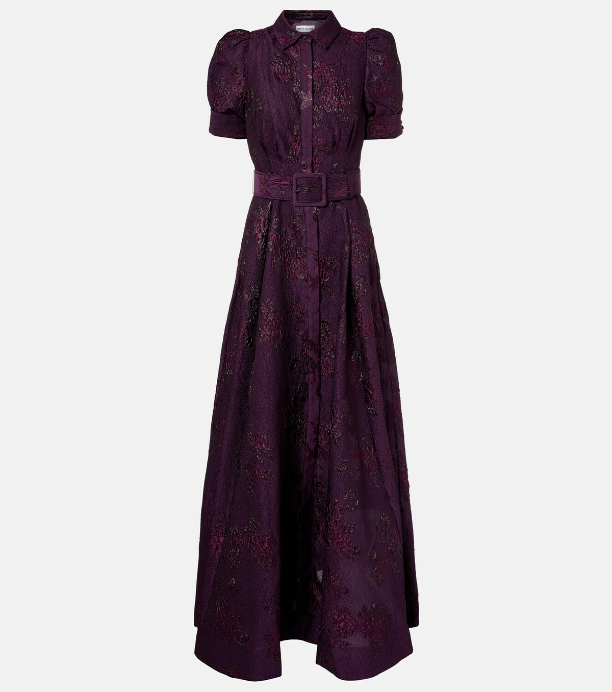 Rebecca Vallance Afina belted floral brocade gown
