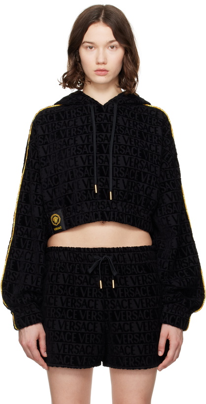 Photo: Versace Black 'I Heart Baroque' Crop Hoodie