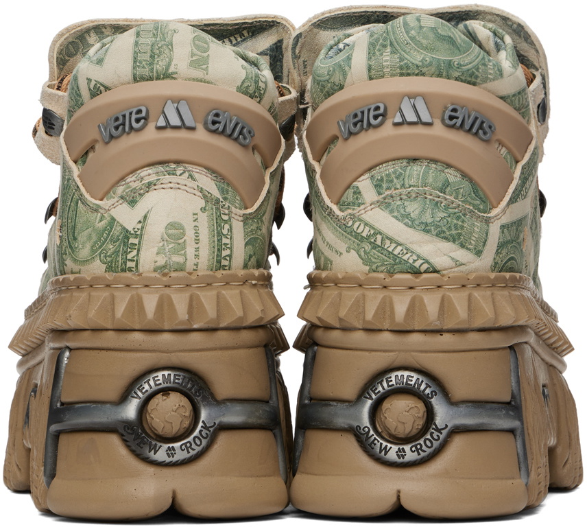 VETEMENTS Beige New Rock Edition Platform Dollar Sneakers