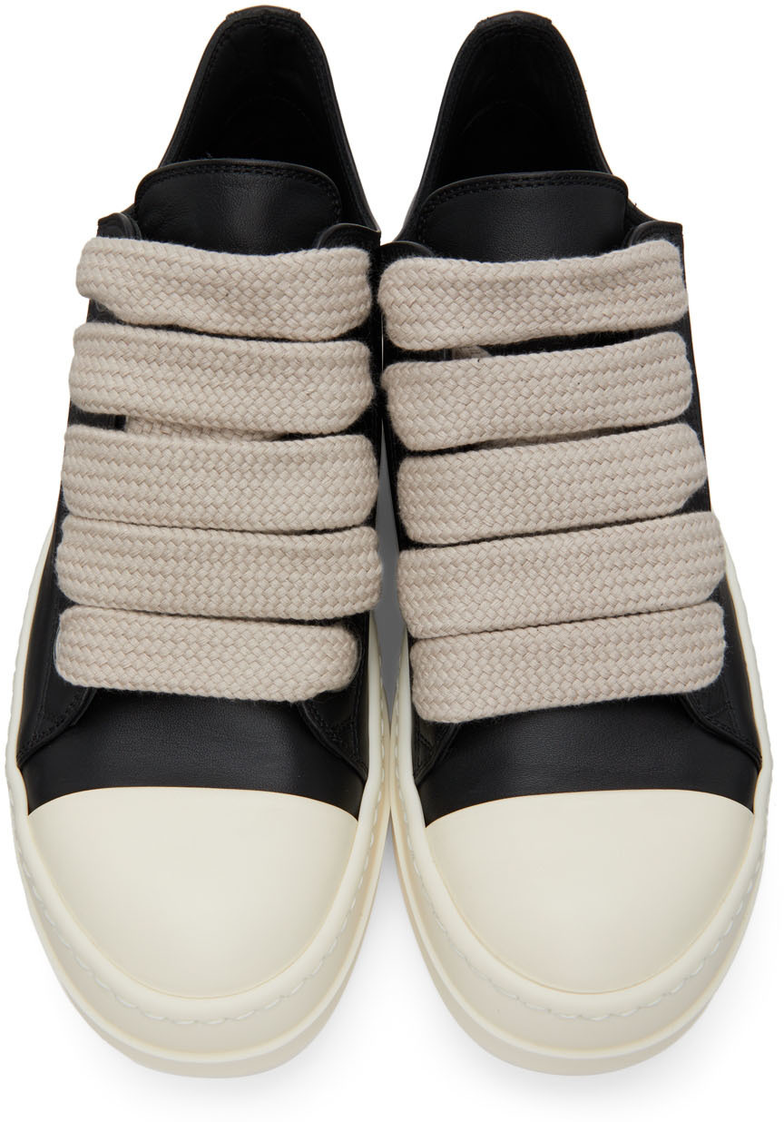 Rick Owens Black Jumbo Lace Low Sneakers