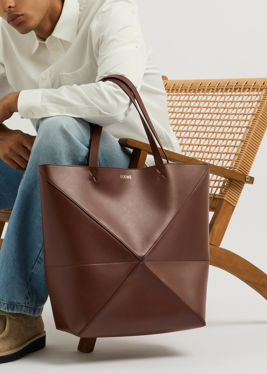 Loewe Puzzle Fold XL Leather Tote - Brown - One Size Loewe