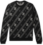 Fendi - Slim-Fit Logo-Jacquard Wool Sweater - Black