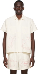 Bode SSENSE Exclusive White Limited Edition Tea Time Redwork Shirt