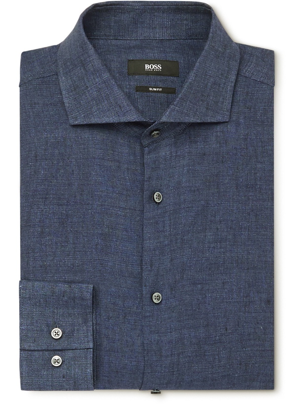 Photo: HUGO BOSS - Cutaway-Collar Linen Shirt - Blue