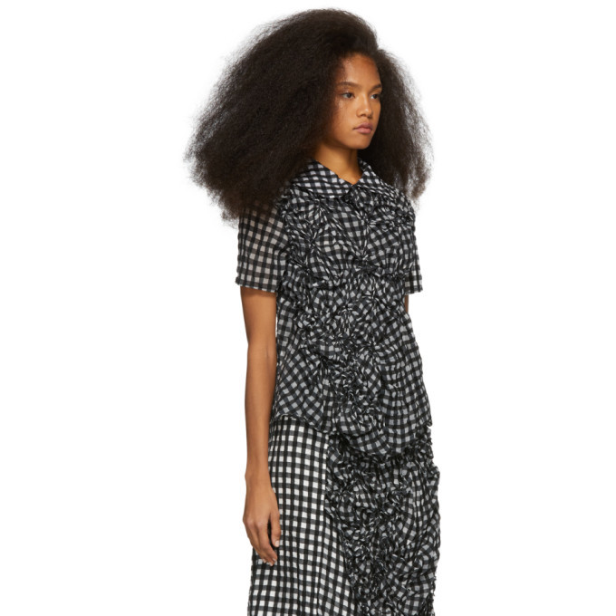Chika Kisada Black and White Check Ruched Blouse