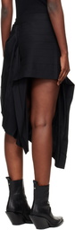 Junya Watanabe Black Draped Short Satin Miniskirt