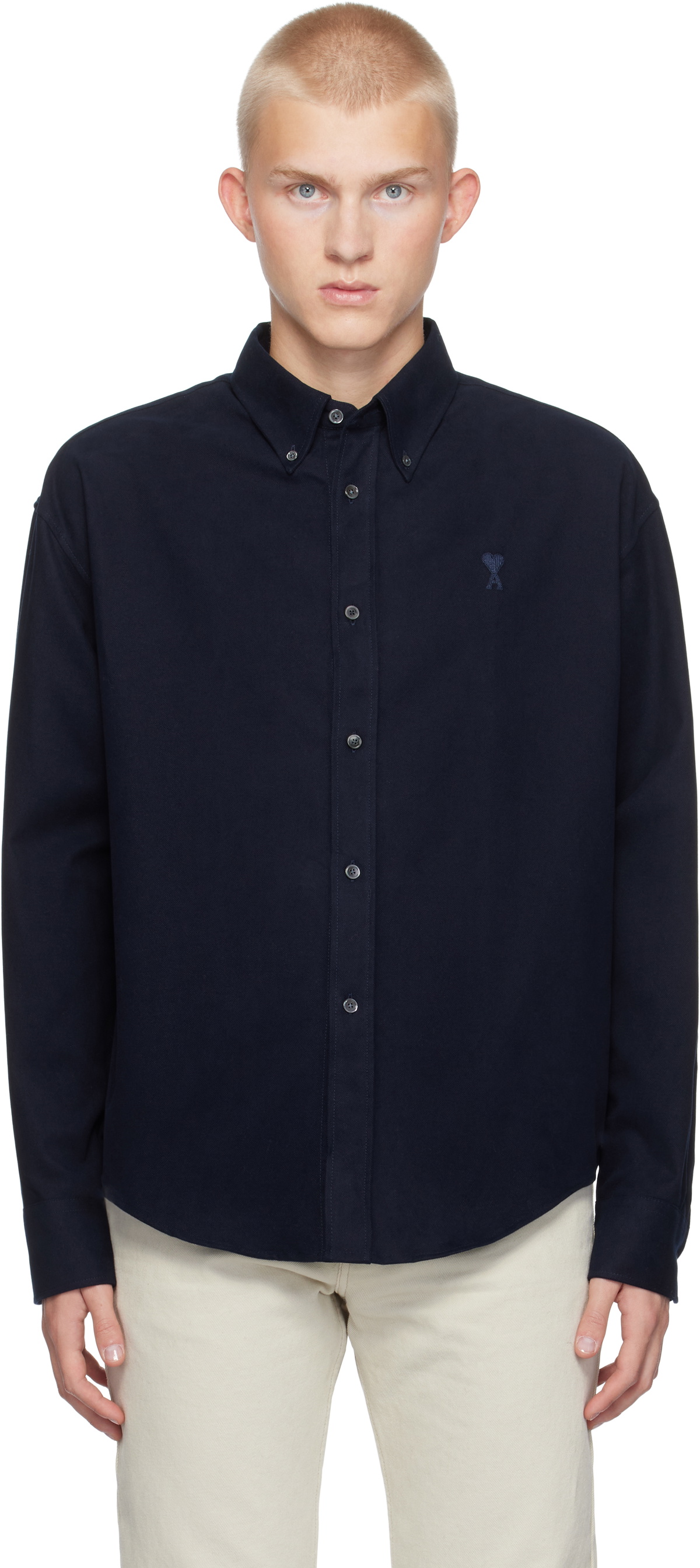 AMI Paris Navy Ami de Coeur Boxy Fit Shirt AMI