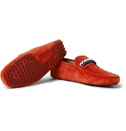 Tod's - Gommino Leather-Trimmed Suede Driving Shoes - Men - Tomato red