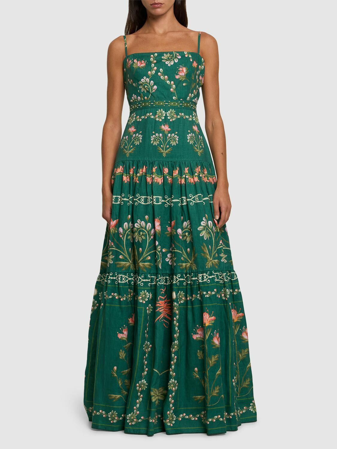 AGUA BY AGUA BENDITA Lima Printed Linen Long Dress Agua by Agua Bendita