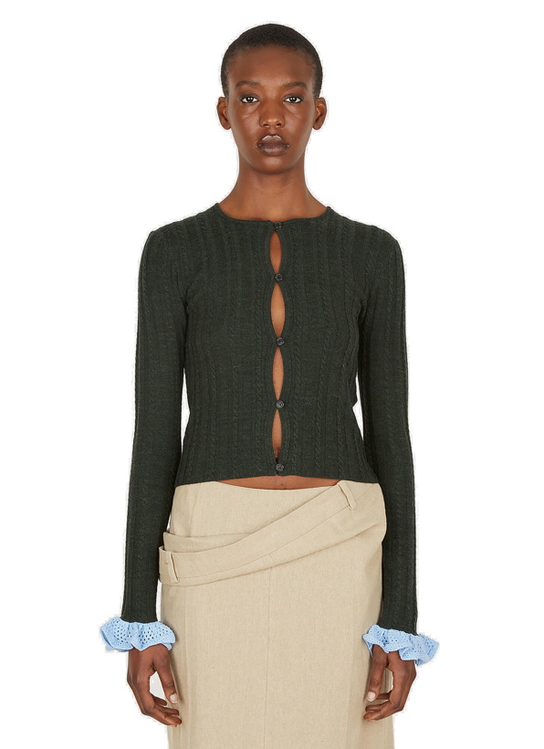 Photo: Ruffle Cuff Cardigan in Green