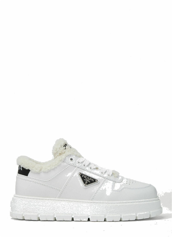 Photo: Downtown Platform Shearling Sneakers in White