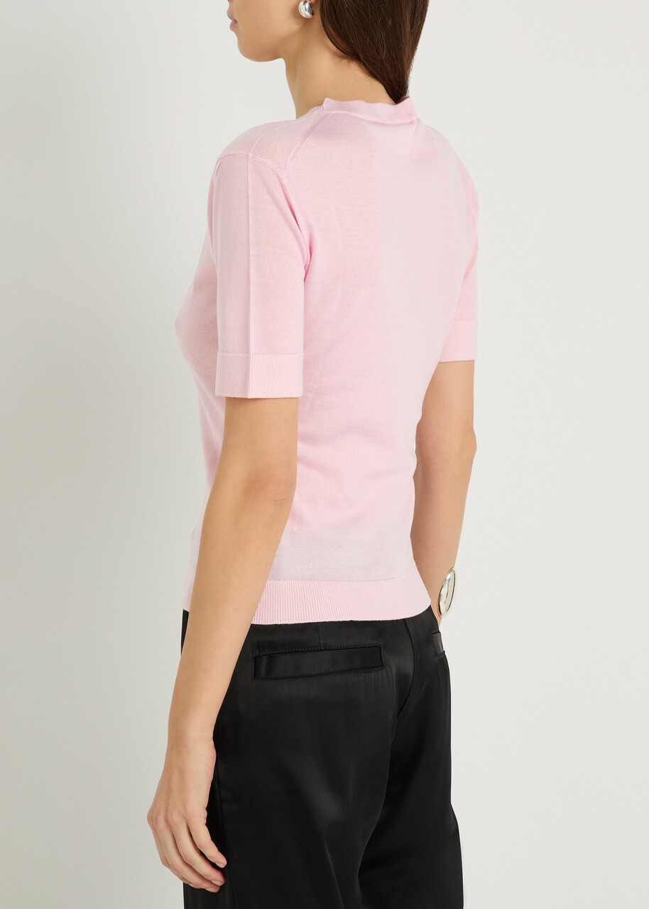 Courrèges Merino Wool T-shirt Light Pink