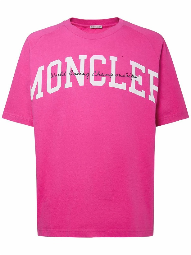 Photo: MONCLER - Logo Printed Cotton Jersey T-shirt