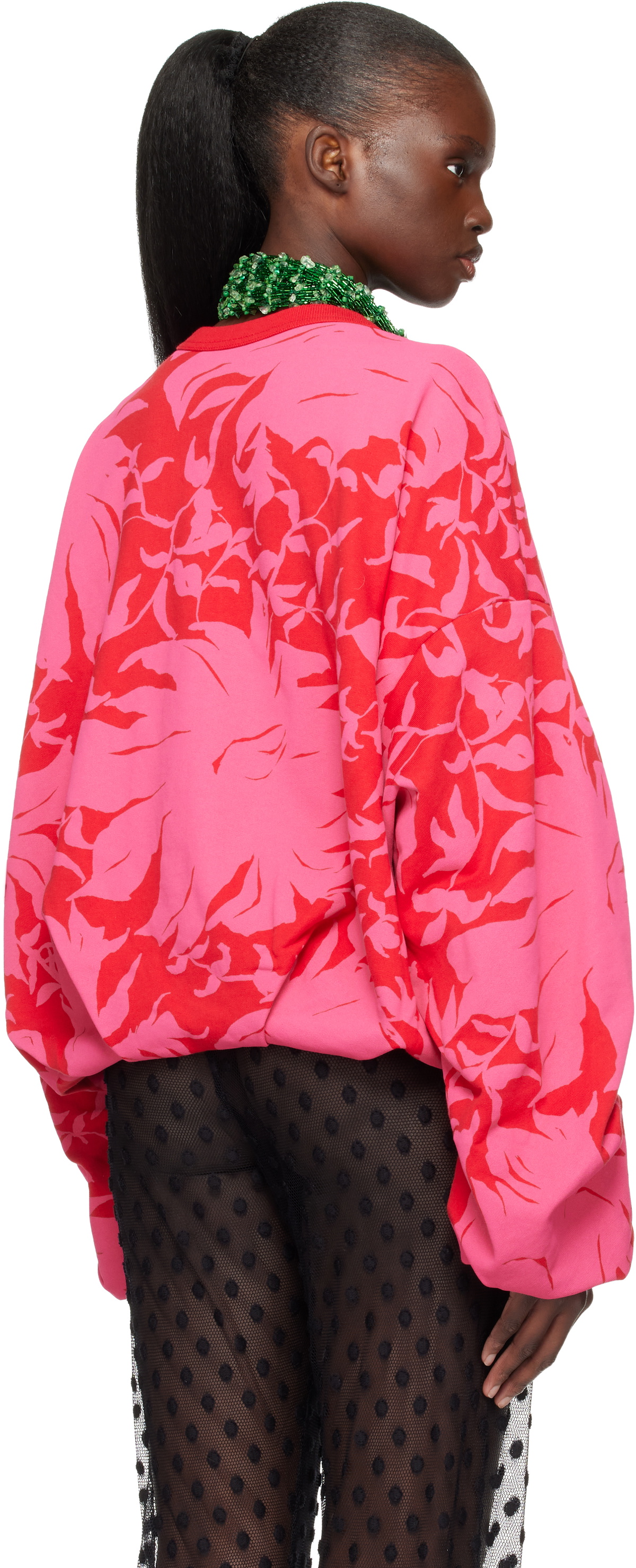Dries Van Noten Red & Pink Draped Sweatshirt