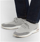 Loro Piana - 360 Flexy Walk Leather-Trimmed Knitted Wool Sneakers - Men - Light gray