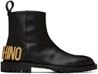 Moschino Black Maxi Lettering Zip-Up Boots