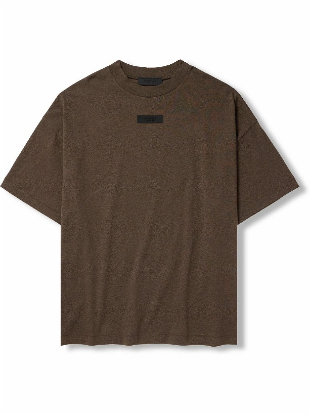 Photo: FEAR OF GOD ESSENTIALS - Logo-Appliquéd Cotton-Jersey T-Shirt - Brown