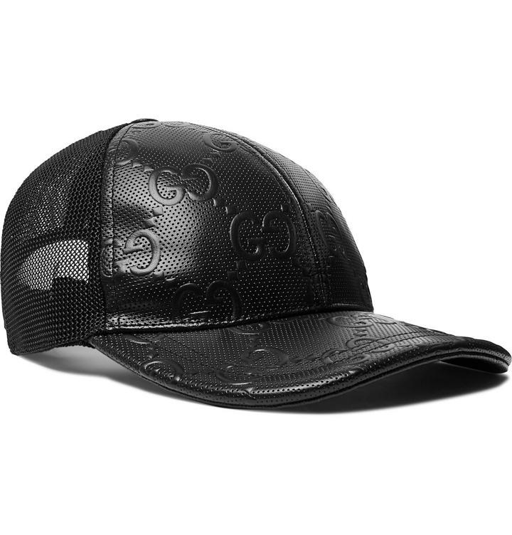 Photo: Gucci - Logo-Embossed Leather and Mesh Baseball Cap - Black