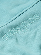 Guess USA - Gusa Classic Logo-Embroidered Distressed Cotton-Jersey Sweatshirt - Blue