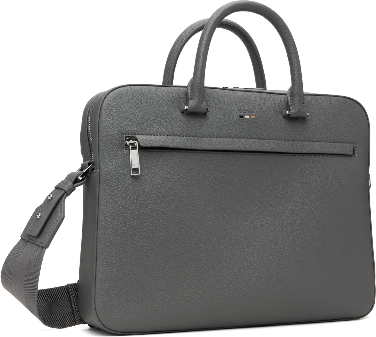 BOSS Gray Logo-Embossed Document Briefcase