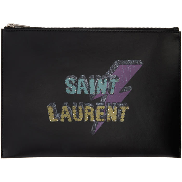 Photo: Saint Laurent Black Thunder Logo Pouch 