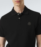 Moncler Leather-trimmed cotton piqué polo shirt