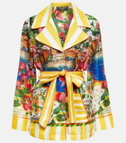 Dolce&Gabbana Portofino printed belted silk shirt