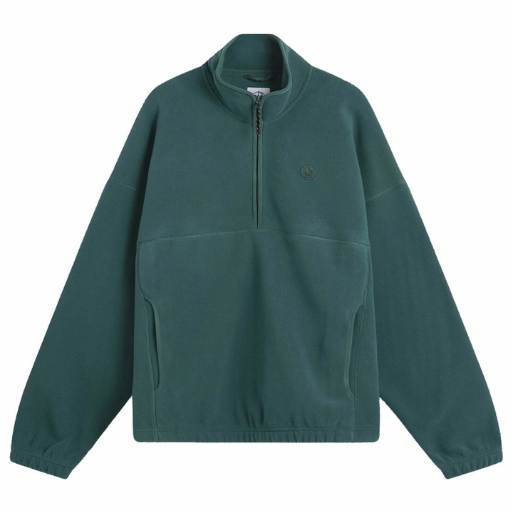 Photo: Polar Skate Co. Men's Ivan Half Zip Fleece Sweatshirt in Dark Emerald