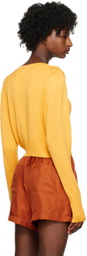 Silk Laundry Yellow Cropped Cardigan