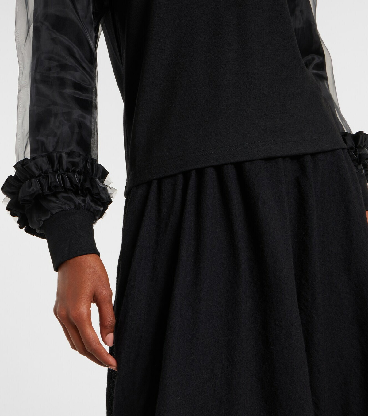 Noir Kei Ninomiya Tulle-trimmed wool sweater