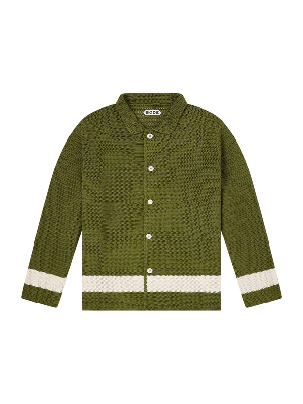 Photo: BODE - Marsh Striped Crocheted Cotton Shirt - Green