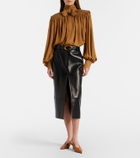 Khaite Anden leather midi skirt