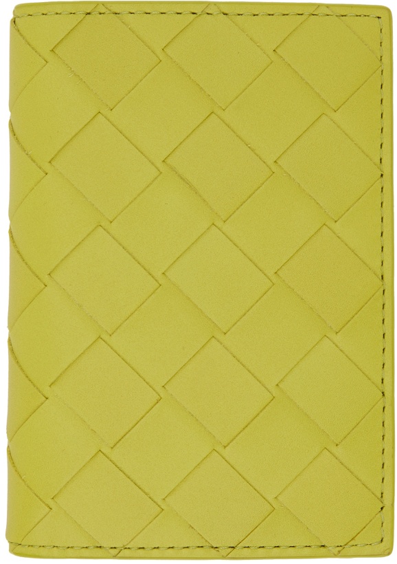 Photo: Bottega Veneta Yellow Intrecciato Flap Card Holder