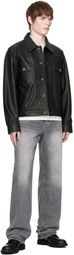 COOR Black Goatskin Pocket Trucker Jacket